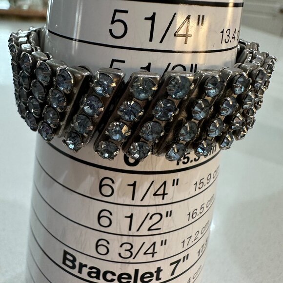 Vintage Watchband Blue Rhinestone Bracelet - Picture 4 of 10
